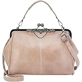 CIVECHOL Purses for Women Vegan Leather Women's Handbag Crossbody with Kiss Lock Satchel Evening Clutch Purse Vintage Tote