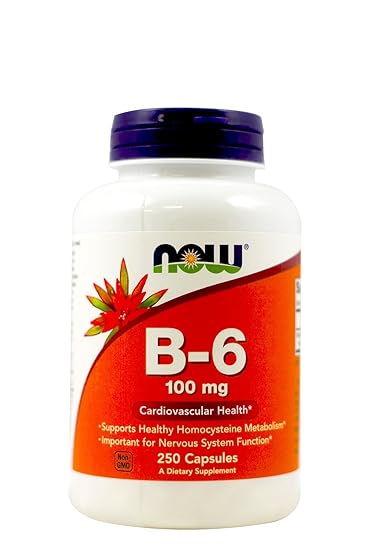 Znalezione obrazy dla zapytania vitamin B-6 now foods 250