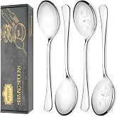 Keyoxy 10-Inch 4 Piece Serving Spoon Set - 2 Large, 2 Slotted | Stainless Steel Serving Spoons for Parties/Kitchen/Buffet/Catering/Wedding/Thanksgiving/Christmas, Dishwasher Safe