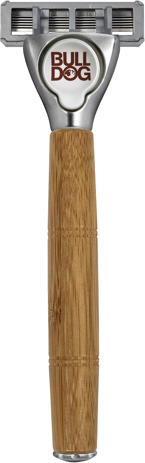 BULLDOG SKINCARE - Sensitive Bamboo Razor Smooth Glide Razor Handle + 2 Blade Refills, Brown - Image 3