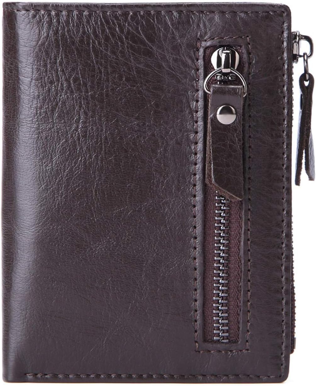 Genuine Leather Mens Wallet Man Zipper Short Coin Purse Male Cowhide Credit&Id Wallet Small Wallets