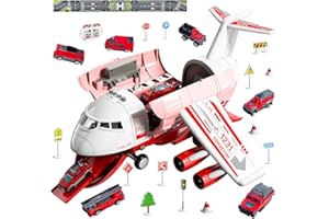 Bennol Airplane Toys for 3 Year Old, Toy Airplane for Boys Kids Girls Age 4-7, Large Transport Spray Aeroplane Toys with 10 F