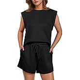 GRECERELLE 2026 Women's Summer 2 Piece Outfits Round Neck Cap Sleeve Top with Pocket Short Sets