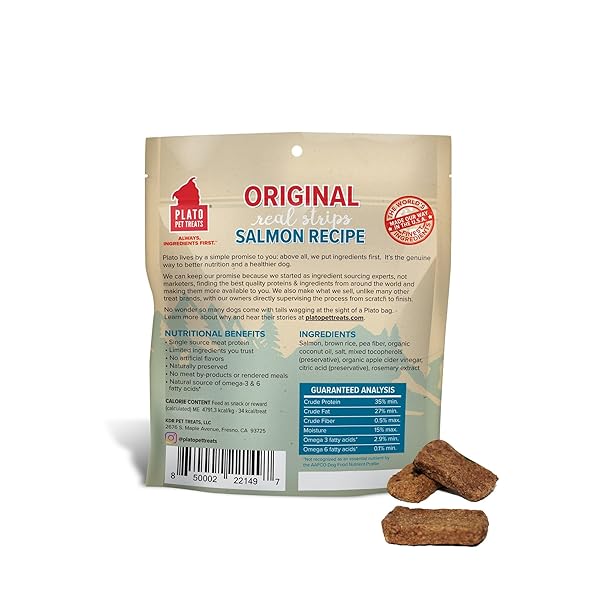 PLATO ORIGINAL REAL STRIPS SALMON 3OZ, NATURAL (850002221497)