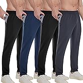 OYGSieg 4 Pack Mens Athletic Sweatpants with Zipper Pockets,Quick Dry Joggers for Men,Workout Casual Hiking Jogging Pants Men