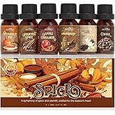 Spice Essential Oils for Diffuser for Home, SNOWSEN Aromatherapy Oil Set - Apple Cinnamon, Pumpkin Pie, Gingerbread, Coffee, Vanilla, Harvest Spice, Autumn Fragrance Oils Gift Set