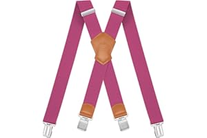 Dresime Suspenders for Men and Women Adjustable X Back 1.57 Inch Wide Elastic Heavy Duty Braces with Strong Metal Clips
