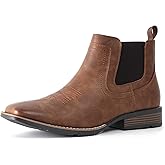 IXU Cowboy Boots For Men Square Toe Ankle Boots Western Chelsea Boot Casual Dress Slip On Men Shoes