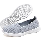 poemlady Women's Slip on Loafer Shoes - Mesh Casual Ballet Flat Nurse Walking Sneakers Knit Round Toe Casual Memory Foam Shoes