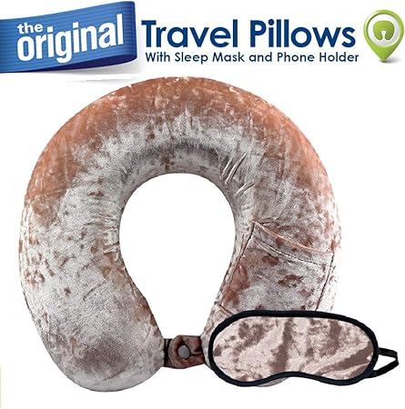 Amazon Com Cloudz Crushed Velvet Memory Foam Neck Pillow With