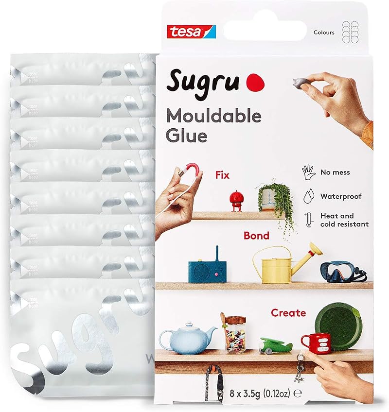 tesa Sugru Mouldable Glue White 8-Pack - Multi-Purpose Adhesive Kit