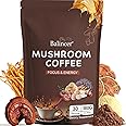 Mushroom Coffee Organic, 6 Adaptogenic Mushrooms (Lion's Mane, Cordyceps, Turkey Tail & Other) Mixed with Premium Instant Coffee for Focus, Energy, Immune and Gut Health Support, 30 Servings