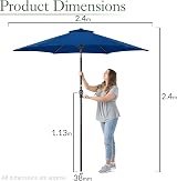 CHRISTOW Tilting Garden Parasol Umbrella UV Protective Polyester Canopy With view 7
