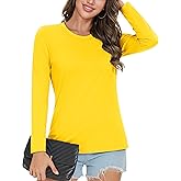 MAGCOMSEN Women's Cotton Long-Sleeve Crew-Neck T-Shirt Classic-Fit Shirt Soft Breathable Casual Tee Basic Tops