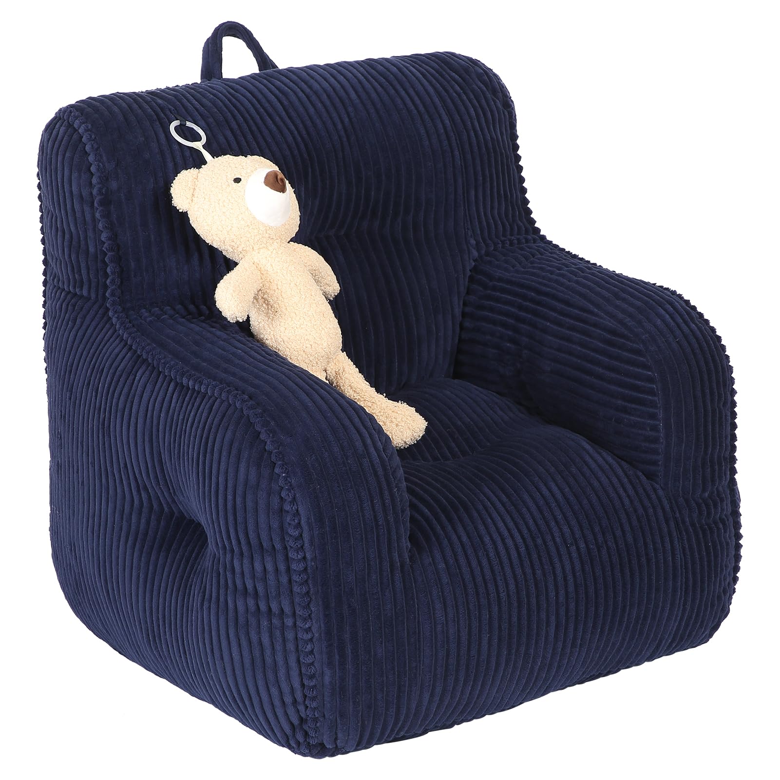 Photo 1 of MOMCAYWEX Kids Bean Bag Chair with a Plush Bear, Comfy Toddler Chair for Boys and Girls, Dark Blue