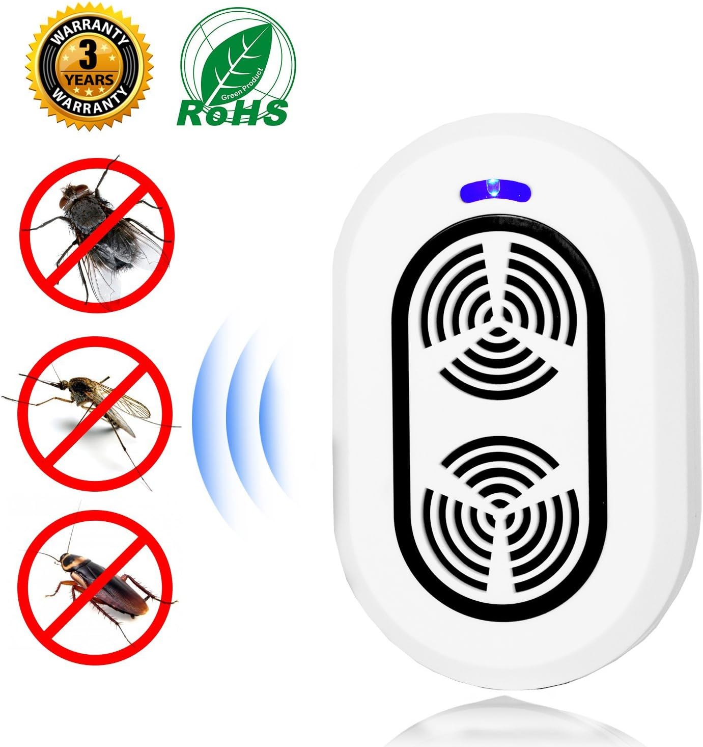 Best Function Ultrasonic Pest Control Repellent Home Outdoor Pest Repeller Ultrasound sonic Pest Control Electromagnetic Repellent Mosquito,Rats,Squirrel,Flea,Roaches,Rodent,Insect Killer (White)