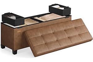 SONGMICS Storage Ottoman, Storage Bench with Legs, 38 x 110 x 40 cm, End of Bed Bench, 112 L, Synthetic Leather, for Living R