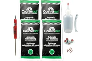 Counteract DIYK-4 Do It Yourself Tire/Wheel Balancing Beads Kit - Off -Road, Light Duty Truck Tires, (4) 4oz DIY Bead Bags, (4) Valve Caps and Cores, (1) Core Remover, Injector Bottle