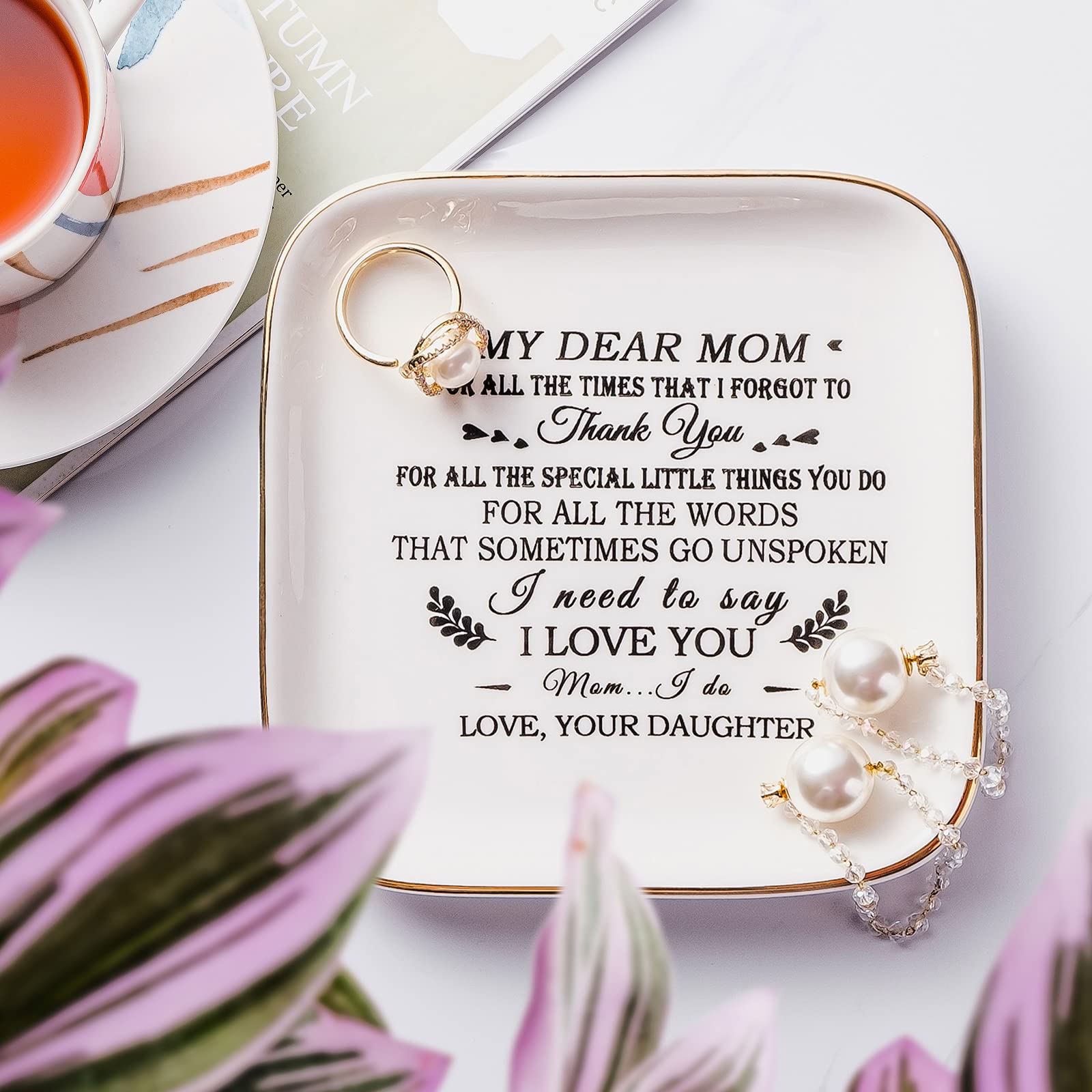 Birthday Gifts for Mom from Daughter Jewelry Dish - Thank You! for all the words that sometimes go unSpoken, I need to say I Love You!