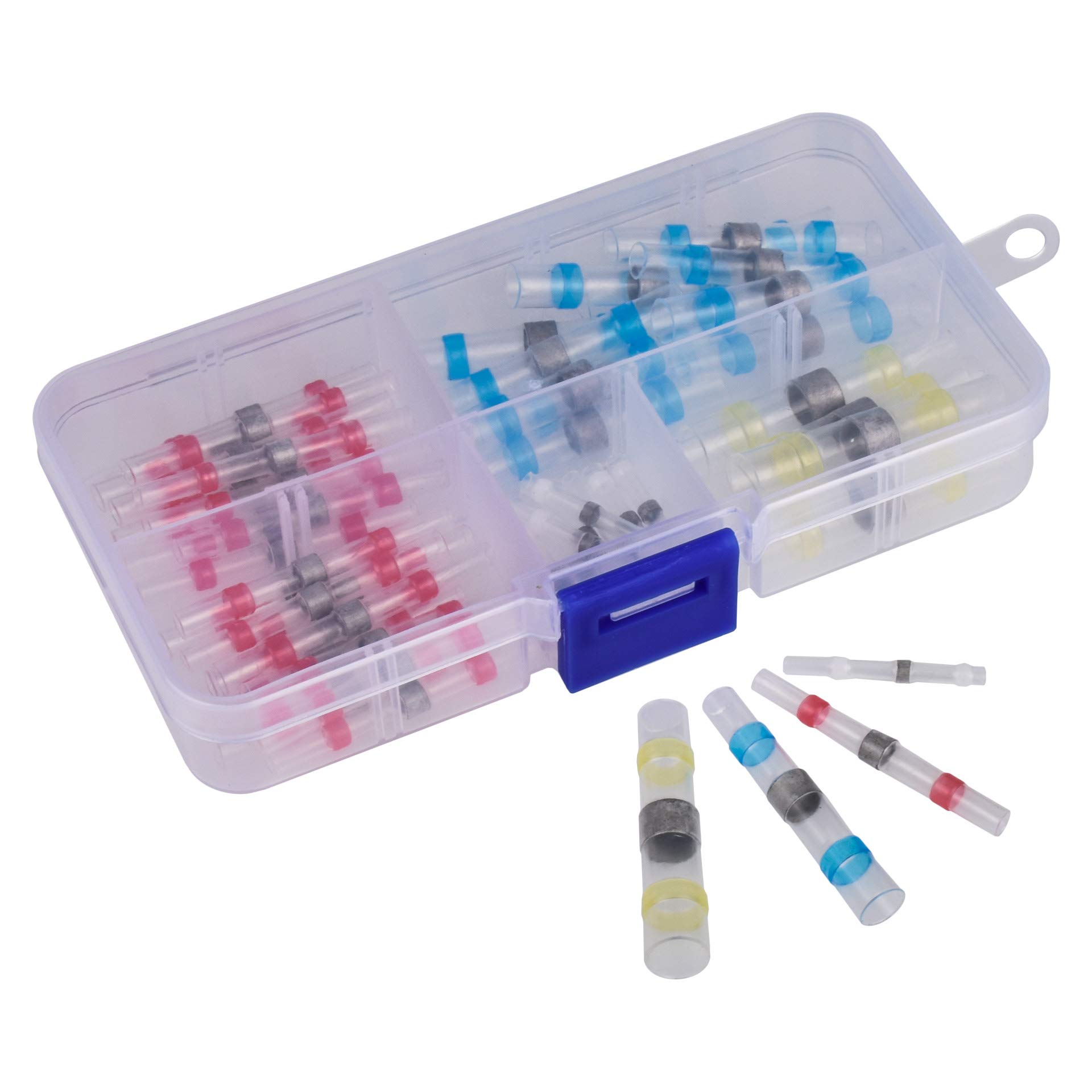 KATUR 50PCS Solder Seal Wire Connectors, Welding Ring Heat Shrinkable Terminal, Heat Shrink Butt Connectors,Waterproof Sealing Cable Crimping Terminal, Marine Insulated Butt Splices