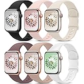 6 Pack Sport Bands Compatible with Apple Watch Band 38mm 40mm 41mm 42mm 44mm 45mm 49mm 46mm,Silicone Waterproof Strap for iWatch Apple Watch Series 11 10 9 Ultra 8 7 6 5 4 3 2 1 SE Women Men