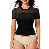 Nebility Womens Mesh Sheer Tops Short Sleeve Tee Crewneck Crop Top Going Out Date Outfits Fashion Clothes 2026