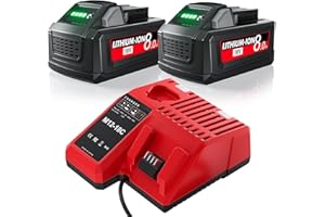 2Pack 8.0Ah Replacement for Milwaukee M18 Battery and Charger 18 Volt Battery with Charger Compatible with 18V 48-11-1810 48-