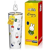 Dragon Glassware | Miffy Stainless Steel Tumbler with Straw, 24 oz - Iconic | Vacuum Insulated Stainless Steel Tumbler with Straw &amp; Lid; Double Walled Tumbler with Straw Charm; Miffy Cup with Lid
