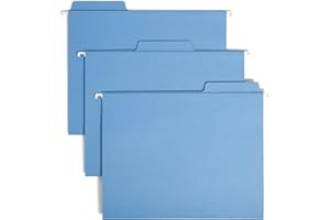 Smead FasTab Hanging File Folders, 20 Count, Blue, 1/3-Cut Built-in Tabs, Letter Size (64099)