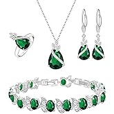GZWHD Jewelry Set for Women CZ Earrings Necklace Ring Bracelet Set Prom Party Wedding Jewelry Gift for Mother Friend Wife
