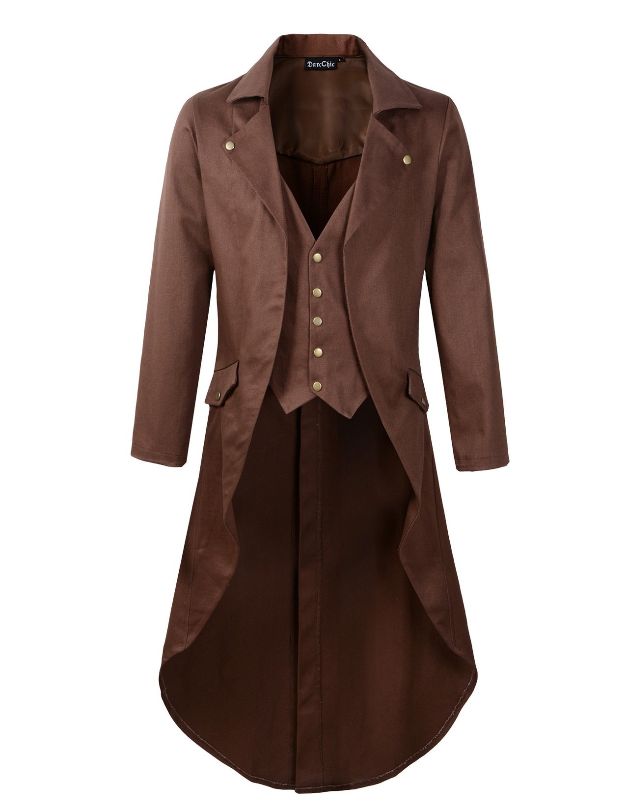 DarcChic Mens Gothic Tailcoat Jacket Black Steampunk VTG Victorian Coat