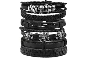 Mafnee Leather Braided Bracelet Cuff Wrap Wristband for Men Women Adjustable