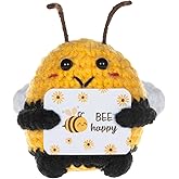 WenmthG Funny Positive Crochet Honeybee - Emotional Support Animals Gifts, Funny Handmade Crochet Doll, Inspirational Gifts for Women Men Friends Coworkers