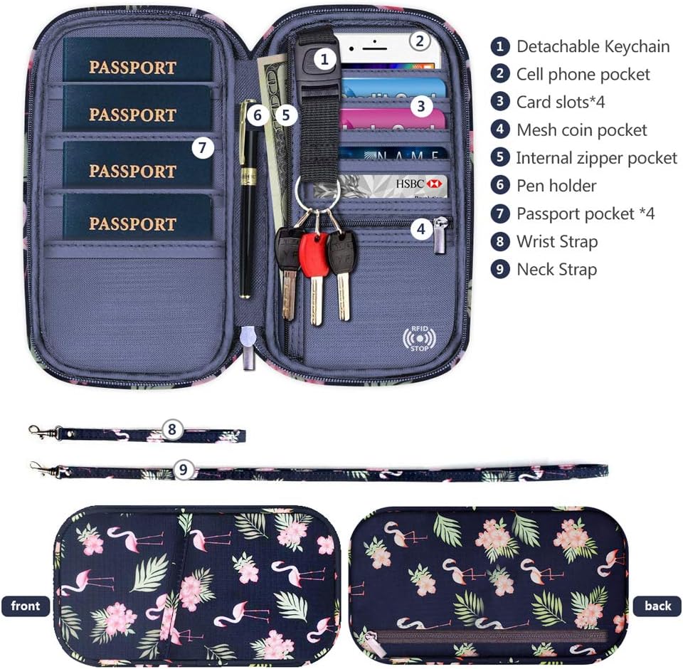  | RFID Family Passport Wallet Holder Waterproof, Travel Document Organizer Credit Card Clutch Bag for Men Women | Passport Wallets