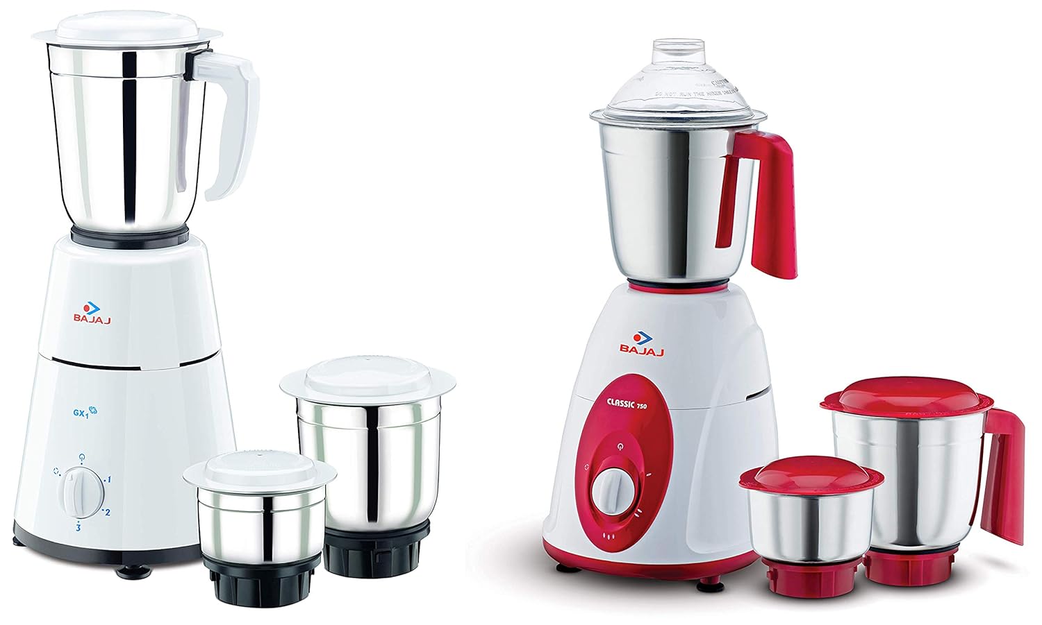 Buy Bajaj GX1 500Watt Mixer Grinder with 3 Jar & Classic 750Watt