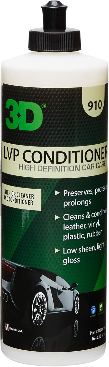 3D Leather, Vinyl & Plastic Conditioner - 16 oz. | Cleans, Conditions & Protects | Extends the Life of Leather | Environmentally Friendly | Made in USA | All Natural | No Harmful Chemicals
