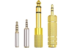 4-in-1 Audio Adapter Kit, 1/8” Male to 1/4" Female and 1/4" Male - 1/8” Female + 3.5mm to 2.5mm and 2.5mm - 3.5mm Adapter, St