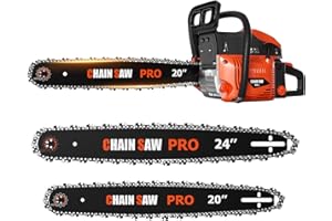 BAOTREE 62CC Gas Chainsaw, Professional Chainsaw with 2-Stroke Engine, 20inch & 24inch Chain Saw Bar, Ergonomic Non-Slip Handle & Dual Fuel Tanks for Tree Wood Cutting