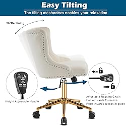 VINGLI White Teddy Fleece Armless Office Desk Chair