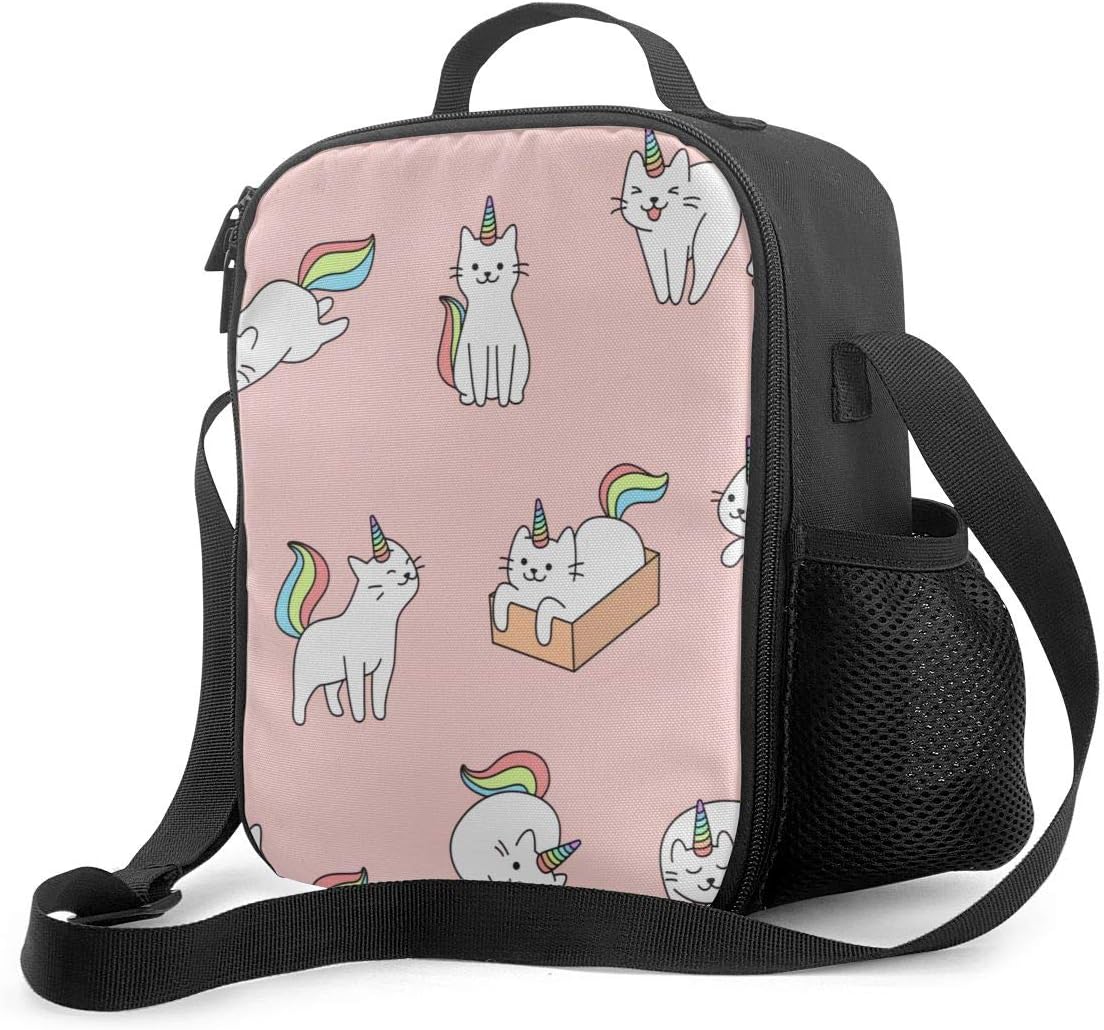 Cute Cat Pattern Insulated Lunch Bag Unisex Leakproof