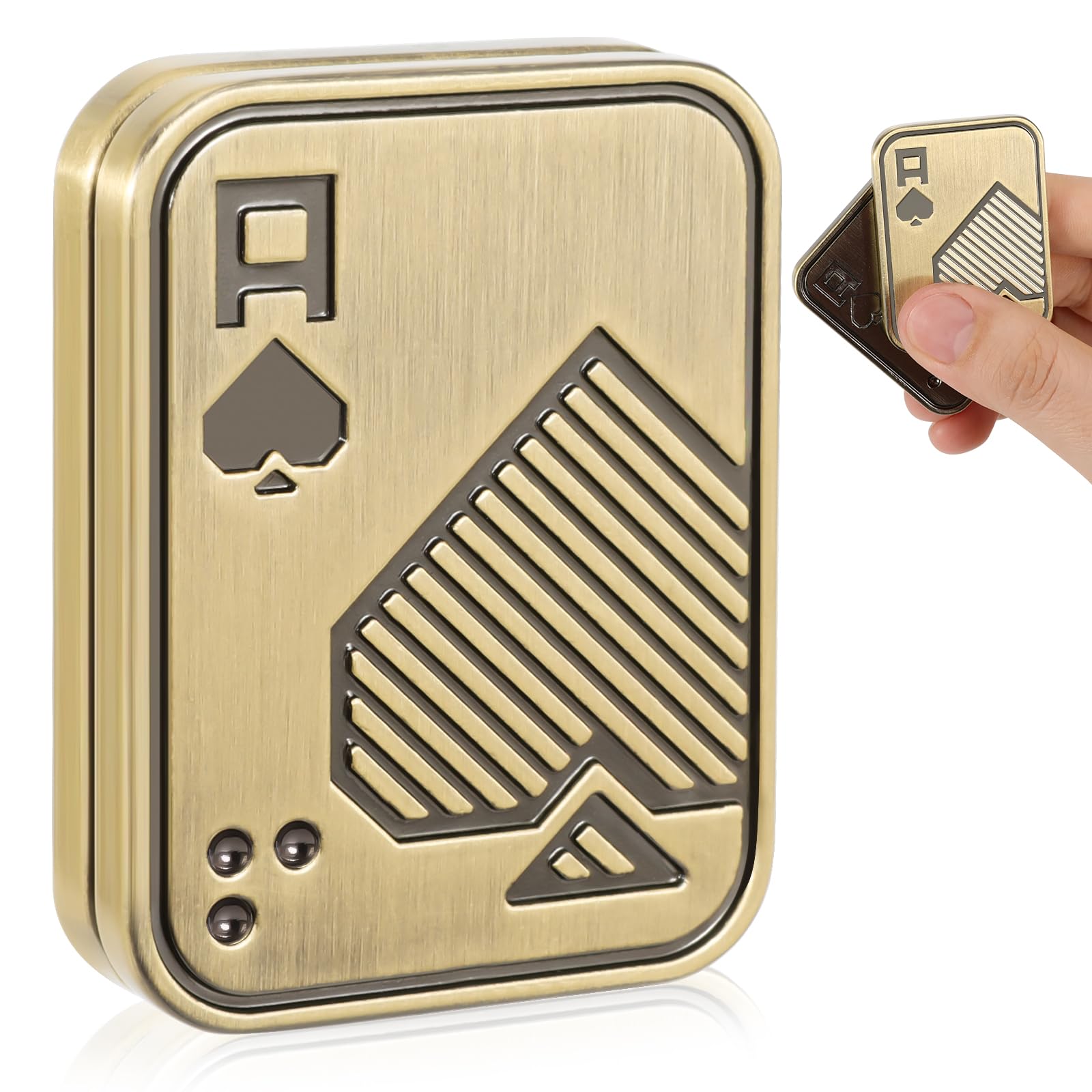 Sunny Power Metal Poker Fidget Slider for Adults, Metal Poker Push Card EDC Fidget Toys, Portable Stress Relief Toy, Magnetic Slider Anxiety Reducer Gift for Boyfriend Sensory Toy for Men and Women