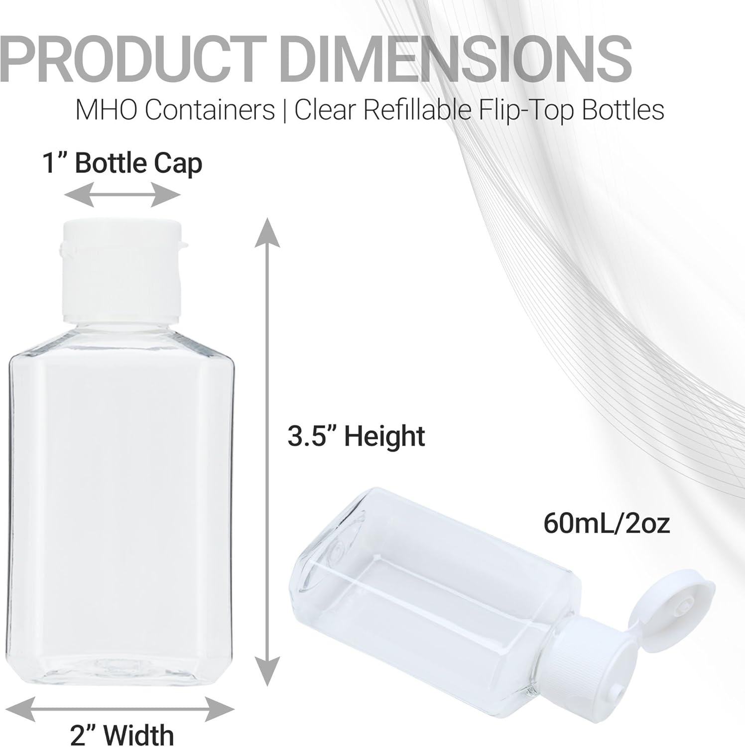 MHO Containers | Clear Refillable Flip-Top Bottles - BPA/Paraben Free 60mL/2oz- Set of 20: Home Improvement
