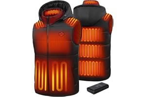 TODWARM Men Heated Vest with 16000mAh Battery Pack Included, Hooded Electric Heating Vests 15-Zone Warming for Cycling