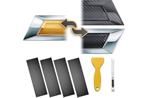 DIBOTA Carbon Fiber Stickers for Bowtie Emblem Black Vinyl Wrap Decals for Car Logo Car Accessories 4 pcs