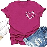 Dabon Nurse Shirts for Women Nurse Day T-Shirt Nursing Stethoscope Heart Tee Tops