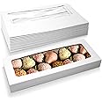 MT Products Chocolate Covered Strawberry Box 16" x 6.5" x 1.75" - Auto Pop-Up White Bakery Boxes (Pack of 15) - Made in the USA