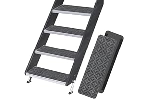 RUNROLE RV Step Covers 4 Pack Embossed Camper Stair Rugs Non Slip Carpet for Mobile Home - 24x7.5 Inches, Stripes Patterns