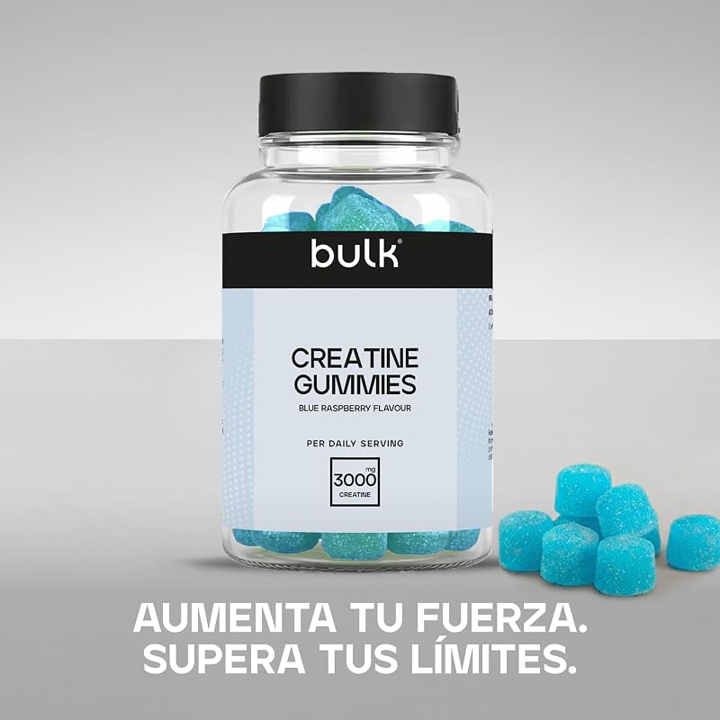 Bulk Creatine Gummies | 60 Blue Raspberry Flavour Gummies | 3g Creatine Monohydrate per Serving | Convenient & Easy to Take Daily Supplement