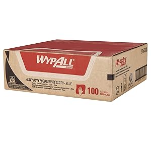 WypAll Heavy Duty Foodservice Extended Use Reusable Cloths (51633), Quarterfold, Blue Cloths, 1 Box, 100 Sheets