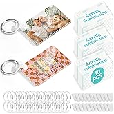 YOPPIX 90 Pcs Sublimation Acrylic Keychain Blanks, with 30 Fixing Clips and 30 Key Rings for Heat Transfer Keychain Bag Decor Pet Necklace Christmas Tree Decor, Home Gift Crafts Supplies